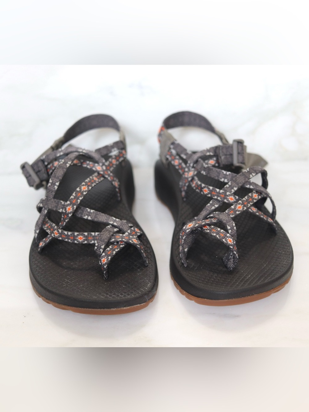 Chaco Gray Sandals with Patterned Straps water shoes, outdoor, quality